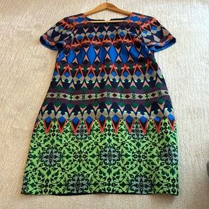 EUC J. CREW Gemstone Floral Silk Shift Dress